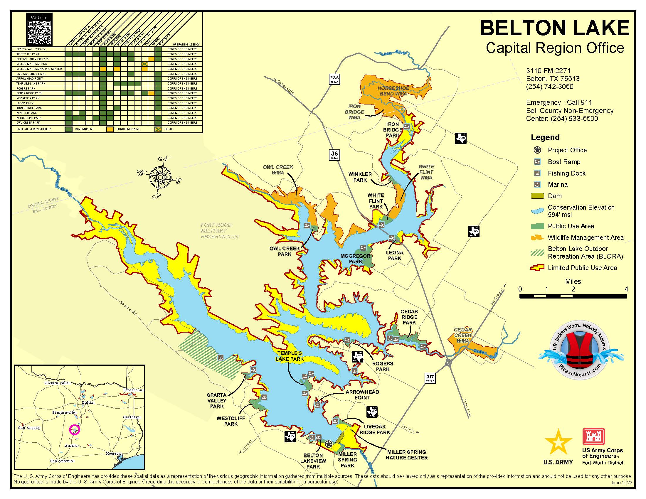 Belton Lake Map
